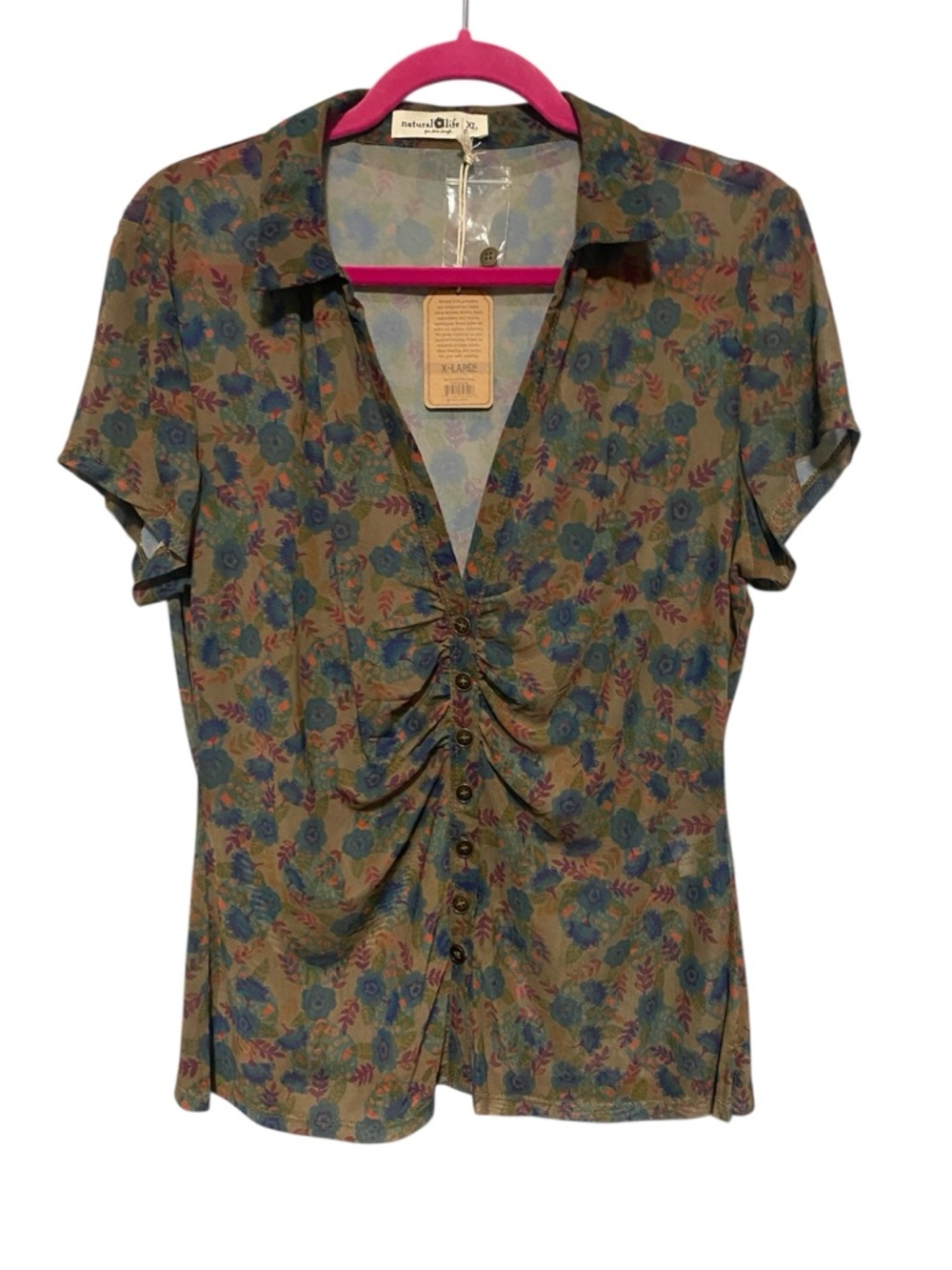 Natural Life Carina Top Sheer Floral Button Down XL Whimsical Fairy Boho Top NWT - Picture 2 of 9